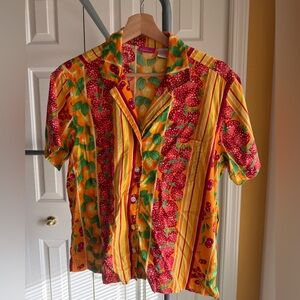 Vintage strawberry patterned button up